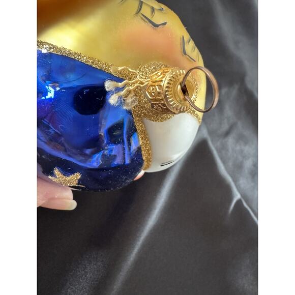 Kurt Adler Night and Day Polonaise Glass Christmas Face Ornament Sun Moon 1990 - Picture 3 of 6